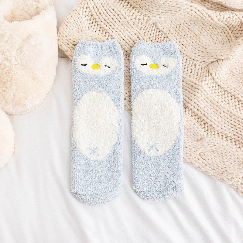 Winter Thick Soft Coral Velvet Floor Adorable Animal Cartoon Socks Cashmere Socks Female Sleeping Fluffy Fuzzy Socks